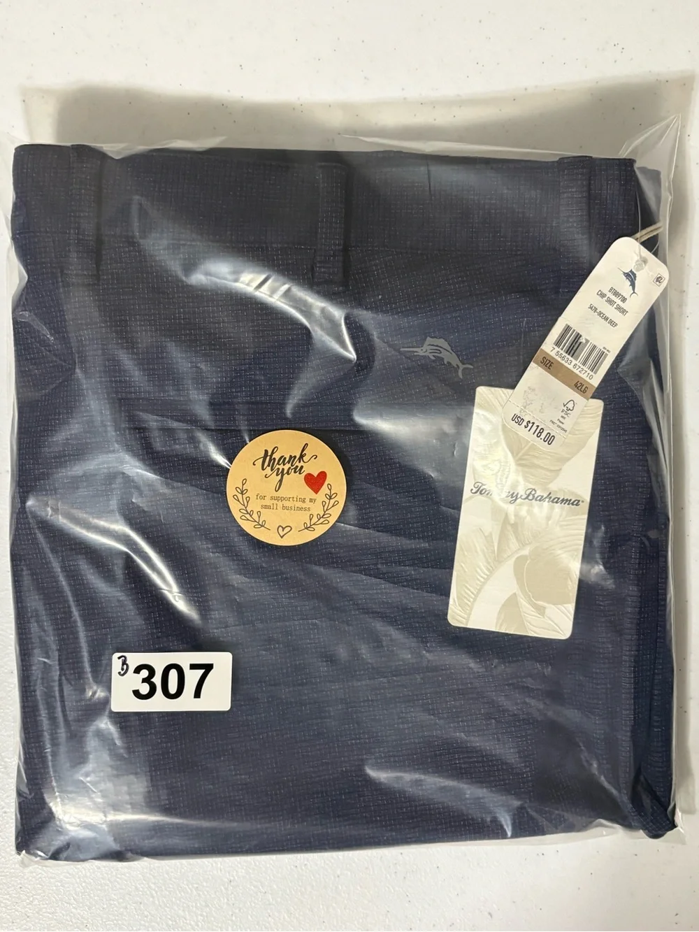 Tommy Bahama short Men's 42 LG Navy Performance Lightweight UPF 30+ elegant NWT